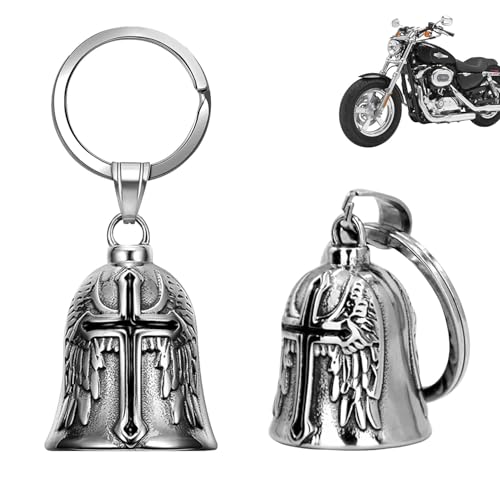 XNZMYN 2 Piezas Llavero Moto Campana Guardiana | Personalizado | Anillo Colgante | Motocicletas, Vehículos Eléctricos, Bicicletas, Coches | Amuleto de Protección y Buena Suerte (Negro)