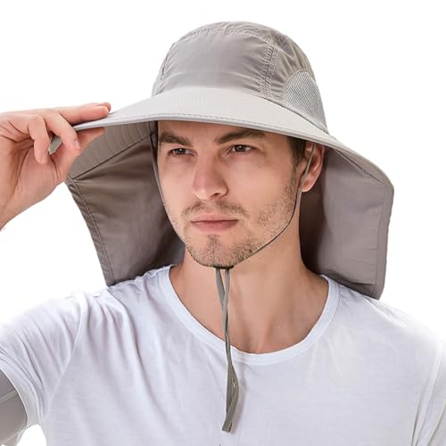 Image of Fishing Hat, UPF50+ Wide Brim Sun Hat for Men Women, UV Protection Hiking Beach Bucket Hats Summer Safari Hat