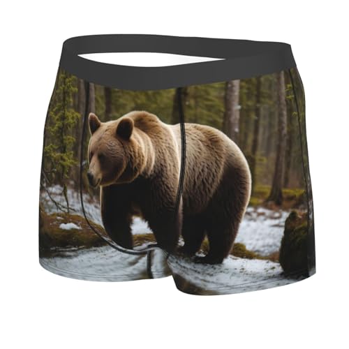White Bear Brown Bear Print Men'S Boxer Briefs,Moisture Wicking Breathable Cotton Underwear Comfort Flex Waistband2
