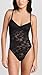 Fleur du Mal Women's Le Stretch Multifit Lace Thong Bodysuit, Black, XL