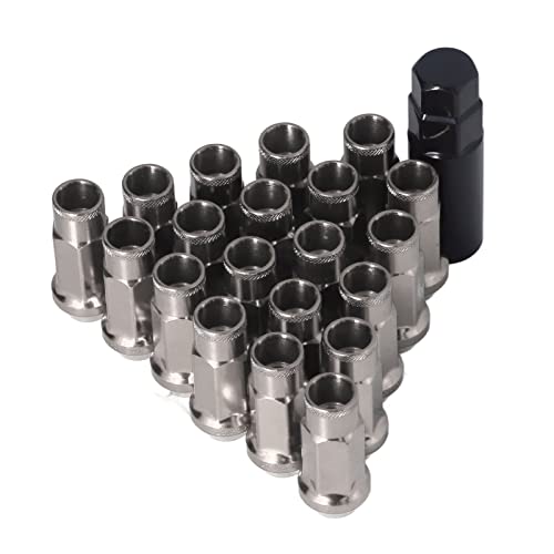 Conjunto de 20 Porcas de Roda de Metal M12x1,25 Acessórios Universais para Carro para (Preto)