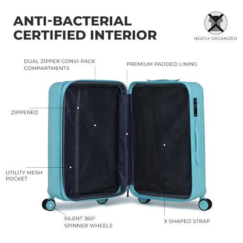 Image of Verage Luxe Romero Set of 2 (M+L) Polycarbonate Hard Shell Luggage with TSA Lock, Lightweight Trolley Suitcase with Double Spinner Wheels, 5-Year International Warranty (24 /28,Turquoise)