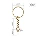 BronaGrand 50pcs 25mm Split Key Ring with Extend Chain and 12mm Screw Eye Pin for Craft Charm Making,Gold