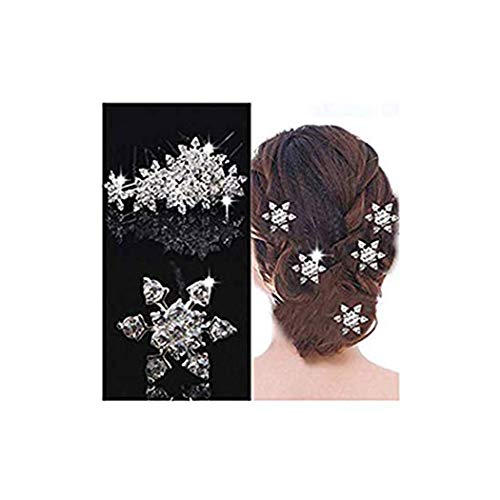 A&C Women's Elegant Rhinestone Snowflake U Shape Hair Pins for Bridal on Wedding/Party and Evening. (5 Set) (Silver)