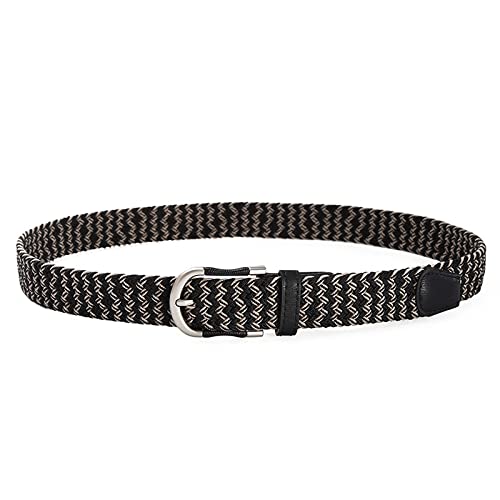 Heren Riem Elastische riem met pin gesp for mannen vrouwen mode gevlochten stretch elastische riemen geweven canvas Pu Lederen lus taille zwart (Belt Length : 105CM, Color : Blue Dark Brown