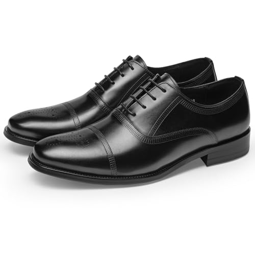 Mens Dress Shoes - Semi-Brogue Oxfords in Genuine Leather | Cap Toe Dress Shoes2