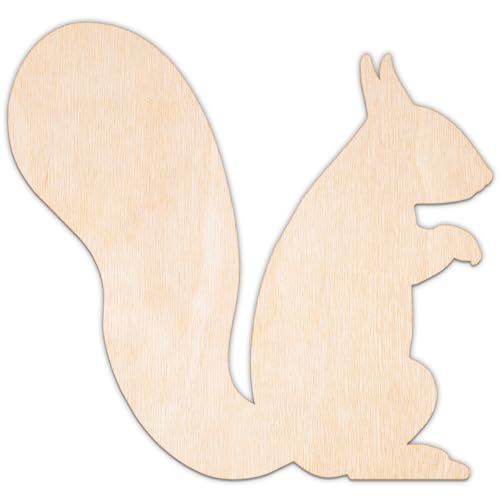 Creative Deco Animal en Contreplaqué ou MDF de 3 mm à Personnaliser | Écureuil | Forme de 5-100 cm | Animaux en Bois | Décoration Murale pour Chambre | Découpe...