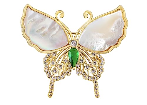 Image of Alilang Sparkling Zircon Seashell Butterfly Brooch Pin With Crystal Rhinestones For Wedding Party