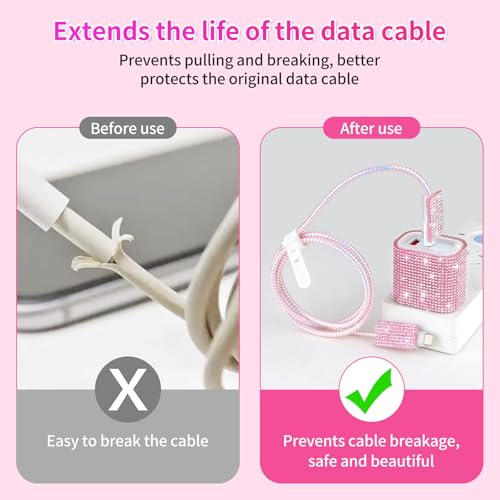 Image of Aolcev for iPhone Charger Fast Charging Bling USB C Wall Charger Block 30W Type C Cord Fast Charging Blocks with USB C Cable for iPhone 17 16 15 Pro Max iPad Galaxy S26 Bling Phone Charging Pink