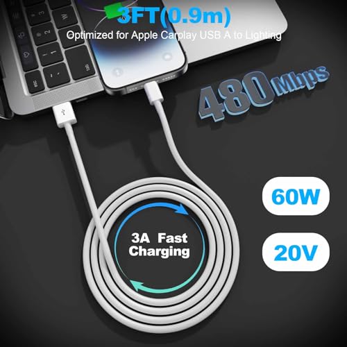 Cable Carplay para coche Snisre USB A a Lightning compatible con iPhone 14 6
