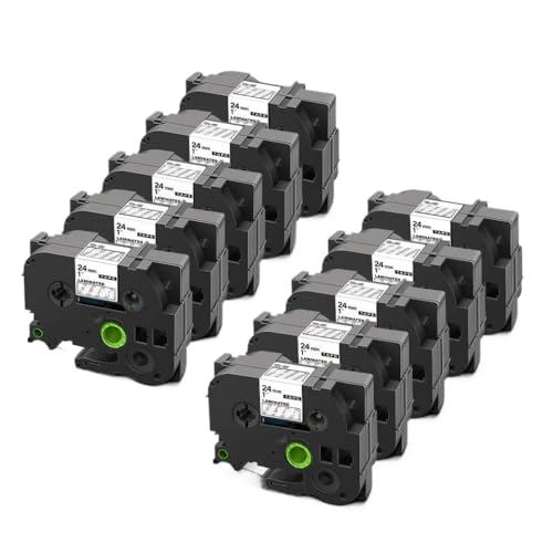 10�p�b�N ���~�l�[�g���x���e�[�v 24mm ���n�ɍ� ���x�����[�J�[�p251�v�����^���{���ƌ݊�������(White on Clear)