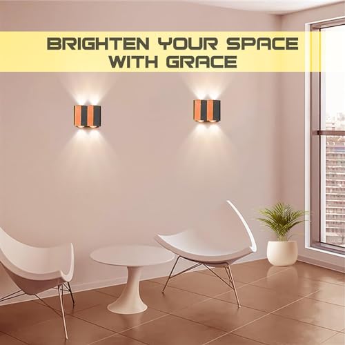 Image of GIGAWATTS 4W LED UP /Down Wall Light BIS Approved 2 Way Exterior Aluminium Body Hut Shape COB Lamp Sconce Fixture for Bedroom Living Room Hall Balcony (Warm White, Pack of 1)