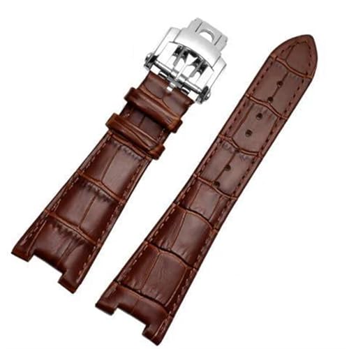 Bracelet de montre en cuir marron souple pour Nautilus 25mm