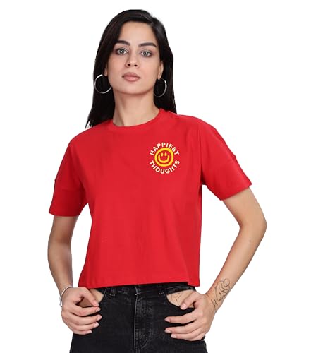 Image of SHODOX Women's 100% Cotton Regular Fit Printed Half Sleeve T Shirt Casual Summer Wear Soft Breathable Top Daily Comfort Style
