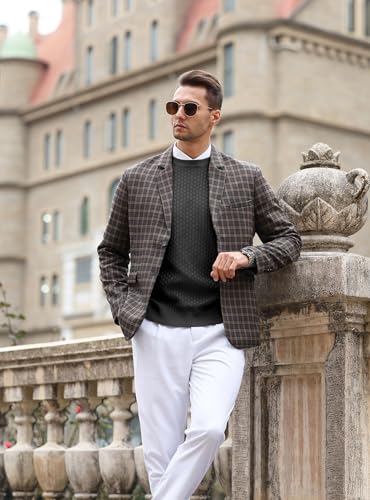 Zaitun Mens Crewneck Sweater Pullover Waffle Knit Casual Patterned Long Sleeve Sweaters2