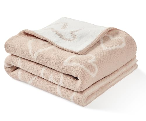 CREVENT 30'X40' Cozy Soft Warm Chenille Baby Blanket for Girls Boys, Newborn Essentials for Infant, Baby Shower Receiving Gift - Pink Heart