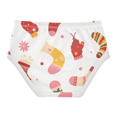 Soft Girls' Panties Toddler Cotton Underwear for Girls Colorful Christmas Socks Pattern in Sizes 2T,3T, 4T, 5T, 6Y and 8Y2