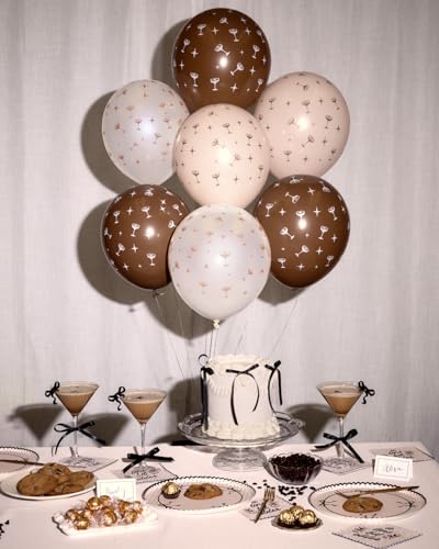 Image of xo, Fetti Brown Espresso Martini Latex Balloons - 24 pk, 12 inch | Tini Bit Older Birthday, Love Is Brewing Decorations, Party Decor, Coffee Cocktail Gifts, Bachelorette Supplies