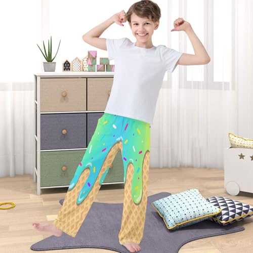 Boy's Pants Blue Gold Ice Cream Jogger Pants Elastic Waist Long Bottoms Trousers with Pockets 6-14 Years4