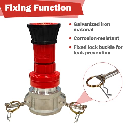 Image of ZYfire Fire Hose Nozzle - 2 inch NPSH Heavy Duty Fire Suppression Nozzle with Aluminum Camlock Fitting 2 inch Fire Hose Constant Flow Fog Nozzle (Not for NST /NH Thread)