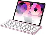 OMOTON Ultra-Slim Bluetooth Keyboard with Sliding Stand for New iPad 9 2021/8 2020 10.2/ Air 4, iPad Pro, iPad mini 6/5/4/3/2/1, iPad 4/3/2, Phone 8/8 Plus, Phone X, Rose Gold