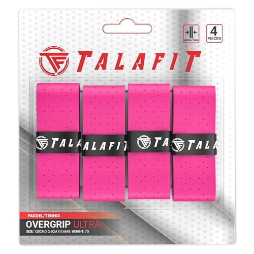 TALAFIT OverGrips Padel Ultra - Grip Padel - Impugnatura Pala Padel - Overgrip Padel Perforato - - Grip Tennis - Accessori Padel - Grips Golf - Massima Presa (Rosa x4)