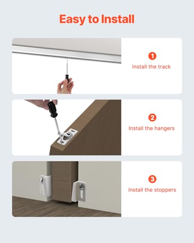 Image of VEVOR Sliding Pocket Door Hardware Track Kit, 4.73 ft Heavy Duty Pocket Door Hardware Kit, Commercial Grade Pocket Door Hardware and Track Set for 24 inch-30 inch Wide Single Door
