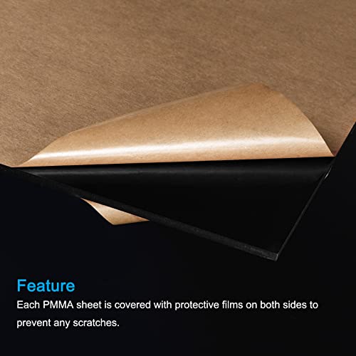 Image of MECCANIXITY PMMA Acrylic Sheets Colored Non Transparent 6 x 6 Inch Black for Glass, DIY, Painting, Art Craft