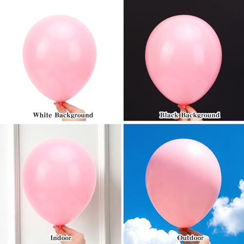 Image of RUBFAC Pink Balloons 65pcs, 12 Inch Baby Light Pink Party Balloon with Ribbons for Valentine's Day, Birthday, Wedding, Baby Shower, Gender Revelation Party Decorations
