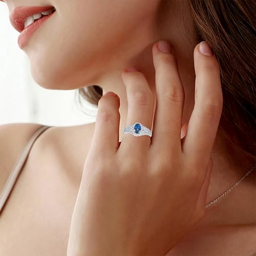 10K 14K 18K Gold Oval Cut Gemstone Rings for Women 1CT Gemstone and Moissanite Promise Statement Anniversary Ring for Her Size 4-154