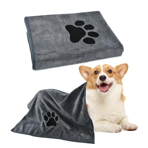 DIELOVEHUA Hundehandtuch, 100 x 50 cm Hundehandtuch Extra Saugfähig, Mikrofaser Handtuch, Schnell Trocknend, Hundehandtücher, Hunde Handtuch für Hunde, Katzen