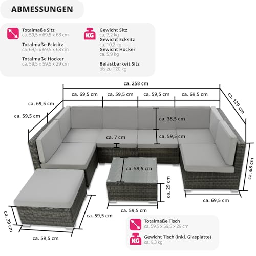 Lounge-Möbel-Set tectake XXL Polyrattan Gartenmöbel Set
