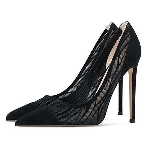 FSJ Women Fashion Pointed Toe Stiletto High Heel Pumps Mesh Slip On Party Dress Ladies Shoes Size 4-15 US