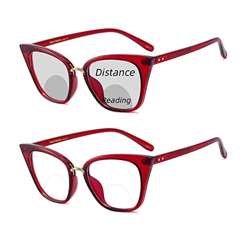 laureles Bifocal Reading Glasses Women Photochromic Fashion Cat Reader Photochromic Red Eyewear Female