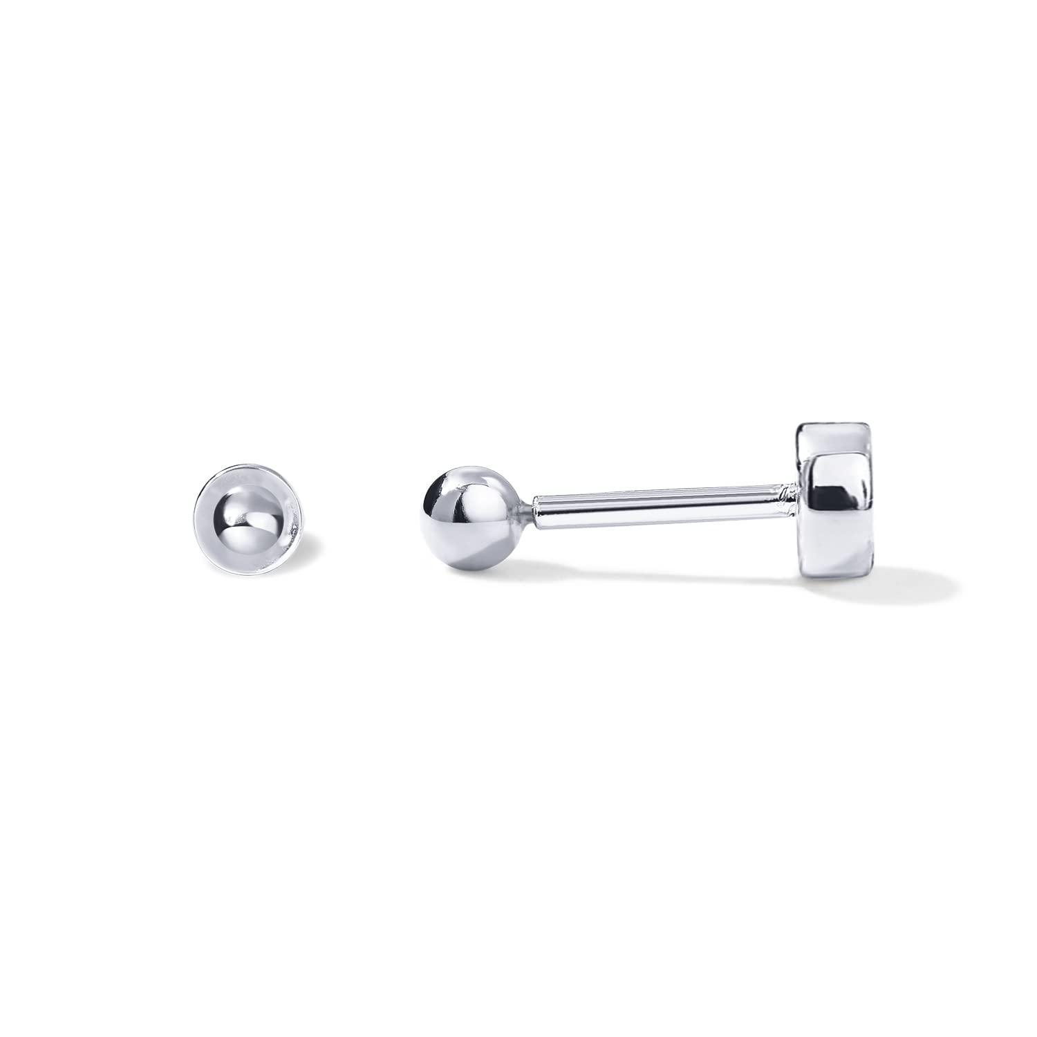 PAVOI 14K Gold Plated Ball Flatback Earrings for Women, Cartilage Stud