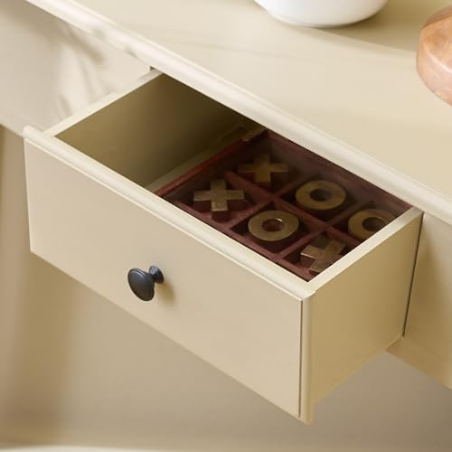 Image of SAFAVIEH Furniture - Gomez 1-Drawer Corner Table - Sand - Solid Wood - Classic Corner Storage Design - Ideal for Entryway, Living Room, Home Office, 33.1 inch W x 17.3 inch D x 28 inch H (AMH5709G)