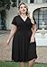 Nemidor Plus Size Dresses for Curvy Women Casual Summer V Neck Short Sleeve Midi Cocktail Vintage Dress with Pocket(073,16,Black)