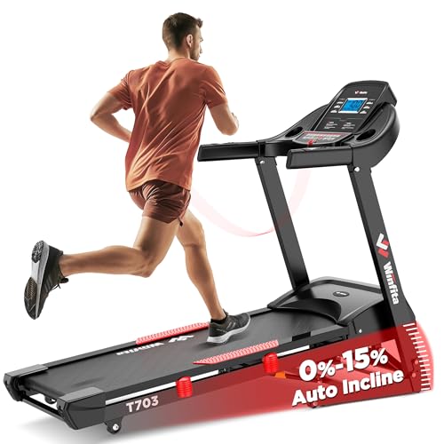Winfita 4.0HP Treadmill 15% Incline 300LBS 10MPH Bluetooth