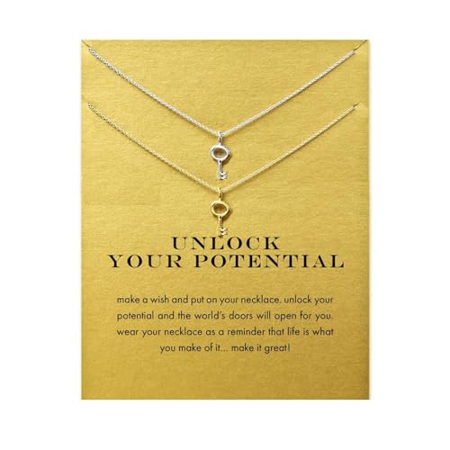 Yocoyee Minimalist Simple Tiny Key Pendant Necklace for Women Unlock