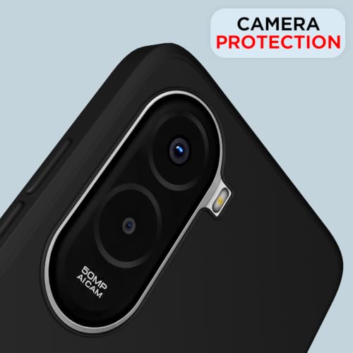 Image of Outlouders Back Cover for Poco M7 Plus 5G | Camera Protection | Durable Soft Matte Silicone Bumper Case (Black)