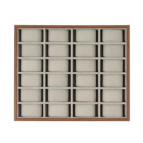 TanjcXliu Caja de madera para relojes de hombre, 24 compartimentos, caja de almacenamiento para relojes, joyas