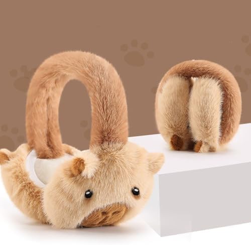 Haowul Capybara pluche oorwarmer voor heren en opvouwbare geluidsbeschermkap voor winter en buiten