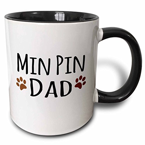 3dRose Min Pin Dog Dad Mug, 11 oz, Black