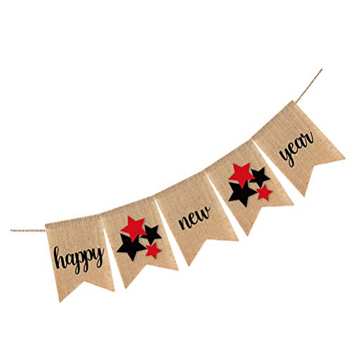 Bandeiras de Ano Novo PretyzOOM 2021 Happy New Year Guirlanda de Linho para Decoração de Festa Feliz
