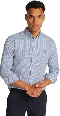 Tommy Hilfiger Camisa Hombre Flex Poplin Gingham Regular Fit  Multicolor  Wedge Blue/Optic White   L
