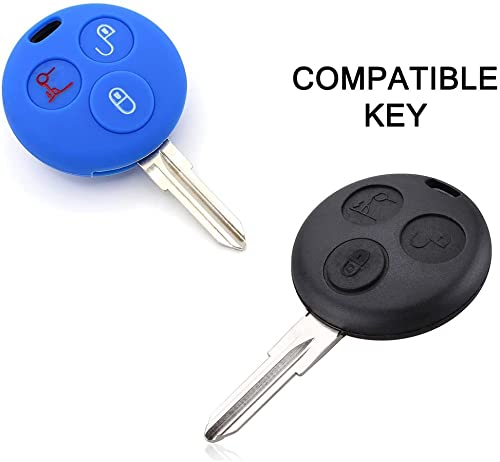 SALPIE Silicone Car Key Shell Accessories Replacement Key Cover Remote Control 3 Buttons Compatible with Smart 450, Fortwo - Image 2