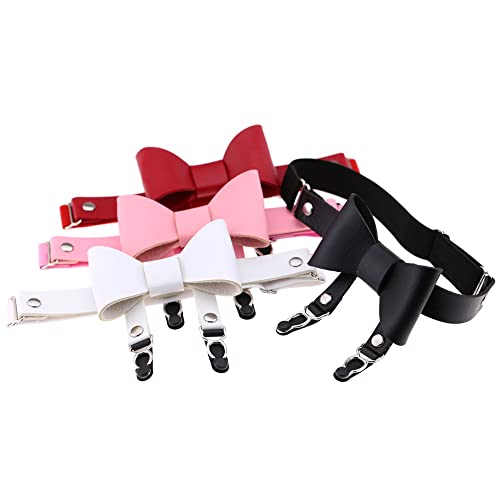 Women's Butterfly Knot Garter Belt Adjustable Punk Gothic Leg Harness Garters Anti-Slip Clips Elastic Thigh Ring Garter 2Pcs White #TOP3