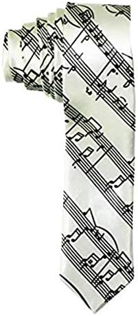 Outer Rebel Fashion Skinny Tie- Diagonal Sheet Music, Black on White, White/Black, One Size