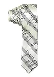 Outer Rebel Fashion Skinny Tie- Diagonal Sheet Music, Black on White