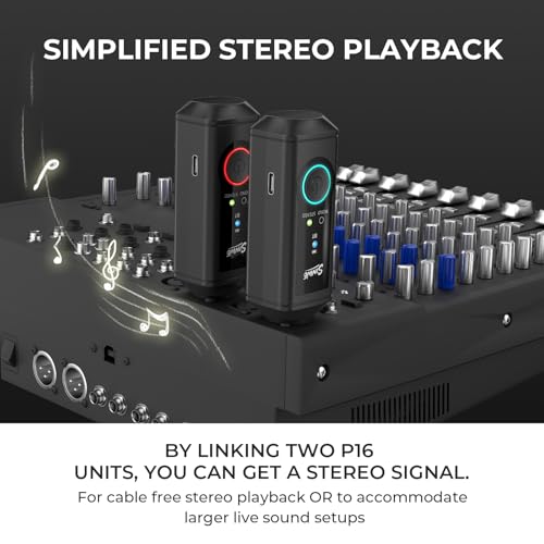 SINWE P16 Dual-Stereo Wireless XLR System - 24bit/48kHz XLR Bluetooth Receiver with 160ft Range & 15H Battery for Speakers, Audio Mixer, PA Systems, DJ Systems
